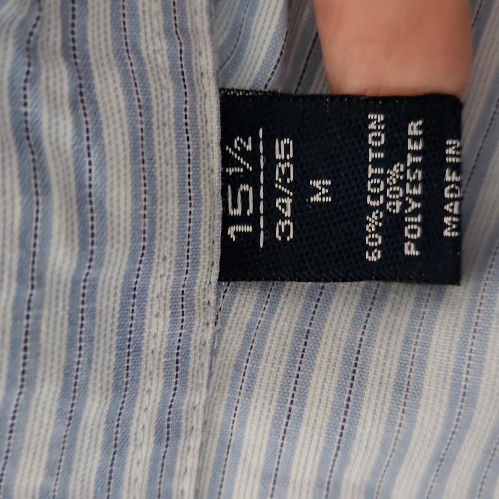 John Ashford, Men'sShirt, 151/2 34-35, M, w Light Blue Stripes w Navy Lines - Picture 6 of 7
